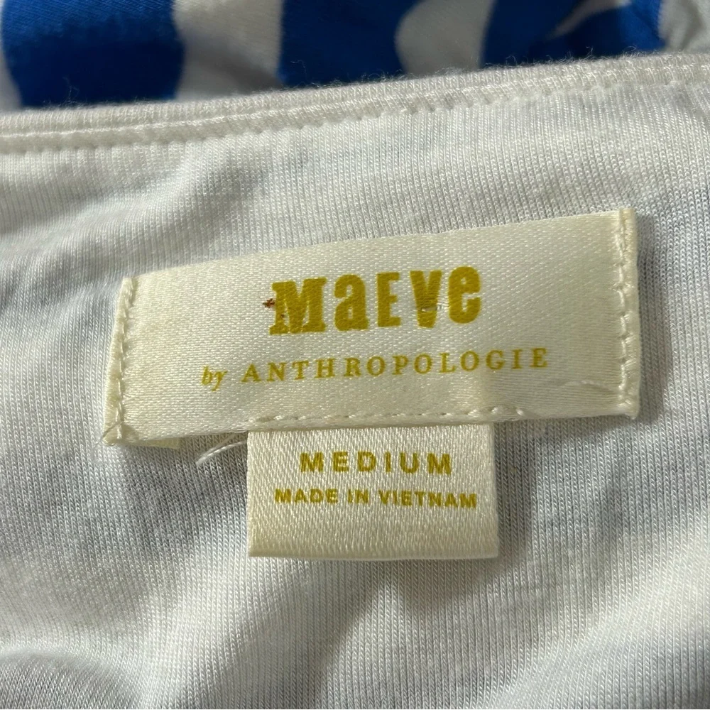 Maeve by Anthropologie Sleeveless Dress Kythira Striped Blue White Sz Medium - Picture 4 of 8